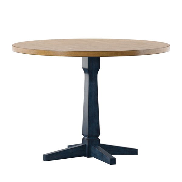 Anna Blue Round Two-Tone Dining Table, image 1